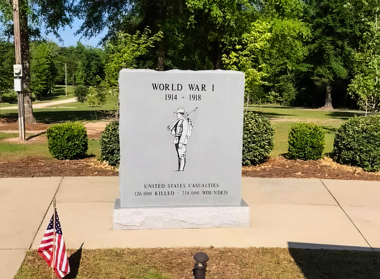 Monument recognizing U.S. military casualties from WWI located at Baldwin County Bicentennial Park